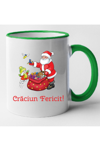 OEM Εξατομικευμένη κούπα με πράσινη λαβή "Καλά Χριστούγεννα!", μοντέλο 46, IN...