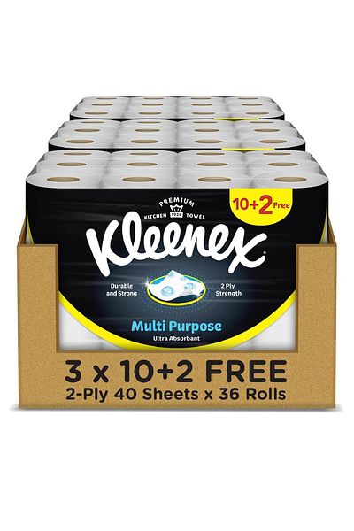 Kleenex Viva, drying tissues, multi-use, white, 10 plus 2 rolls free, multiply 3 - 6281002613700