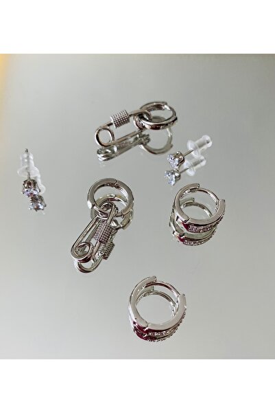 Çelik Çelik 6’lı gümüş küpe