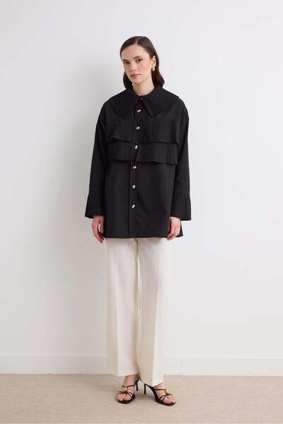 Rimel Moda Pleated Shirt Black