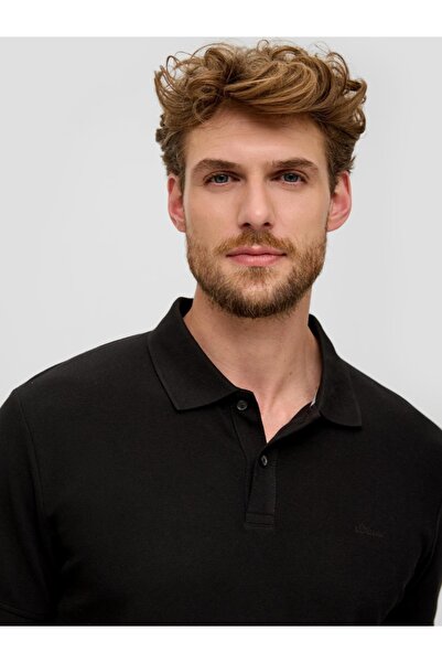 s.Oliver Men's polo shirt, cotton, Regular Fit, logo, Black, L