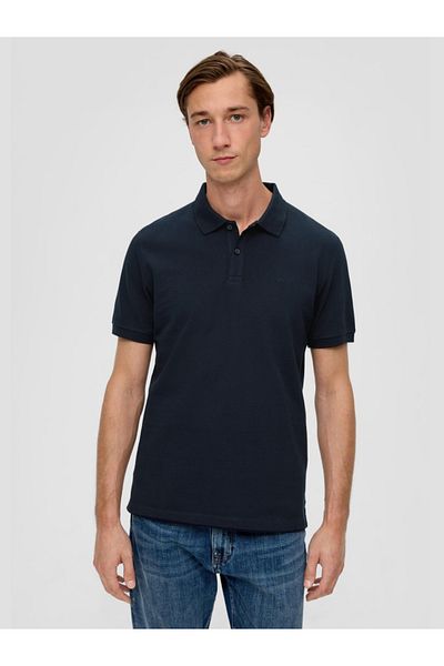s.Oliver Tricou polo bărbătesc, bumbac, croială regulată, logo, bleumarin, 3xl