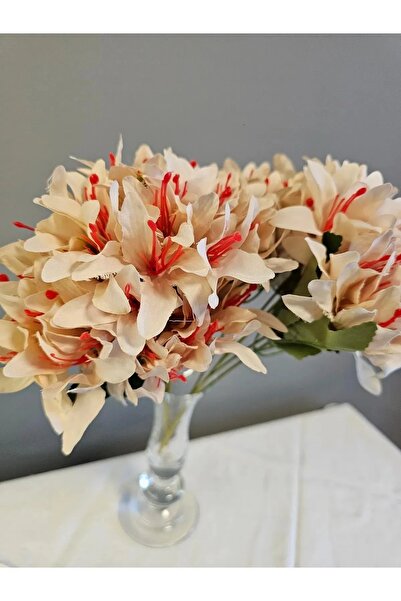 yapay çiçek evi 5-стеблова кремава камбанка 34 см ръчен букет ваза аранжировка декоративни цветя 1 брой