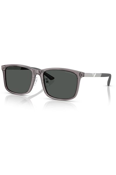 Emporio Armani Man Square Sunglasses- Ea 4241d - Lense Size:57mm - Shiny Transparent Grey