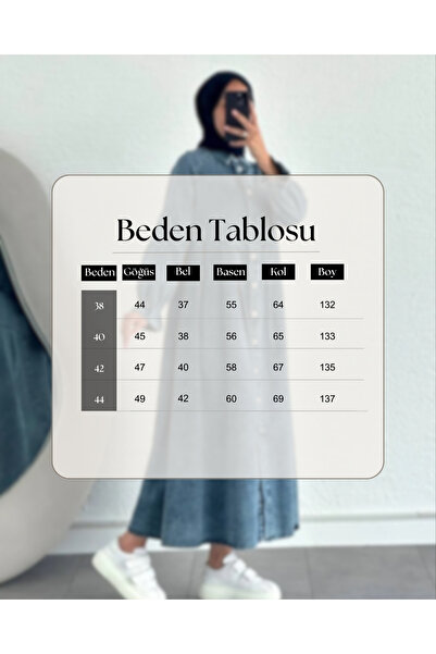 OlaLady Women's Buttoned Front Pleat Detailed Hijab Denim Cap Top Coat