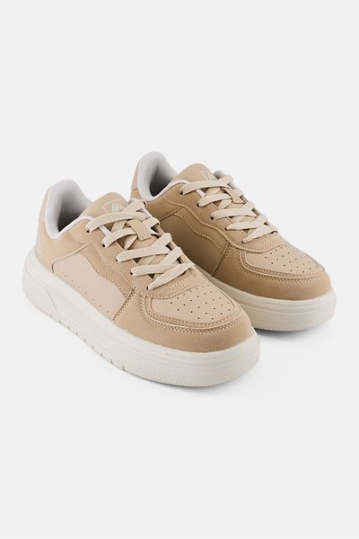 RBX Women Brand Logo Lace Up Outdoor Shoes, Beige