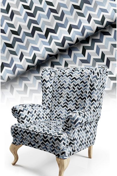 CANİLA Digital Printed Upholstery Sofa Fabric with Zigzag Modern Pattern