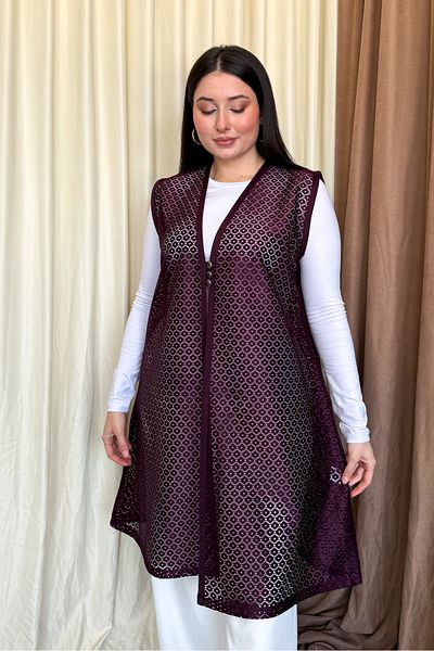 ModaPlaza Women's B.Size Lace Long Vest 260