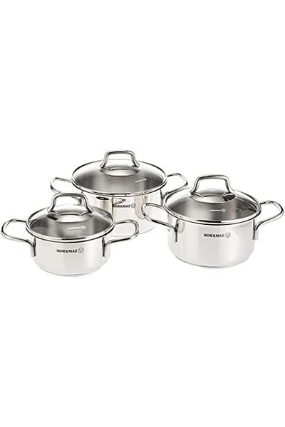 KORKMAZ Korkmaz Perla 6-Piece Stainless Steel Cookware Set A1650