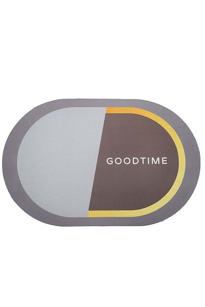 PUFO Round non-slip bath mat Pufo Time, 58 x 39 cm, gray