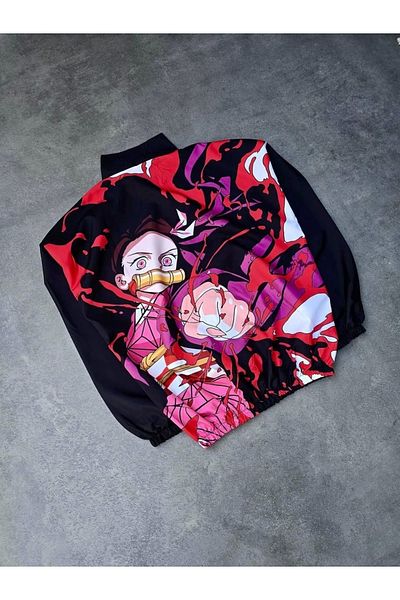MODA Zippered Digital Printed Windbreaker - Black