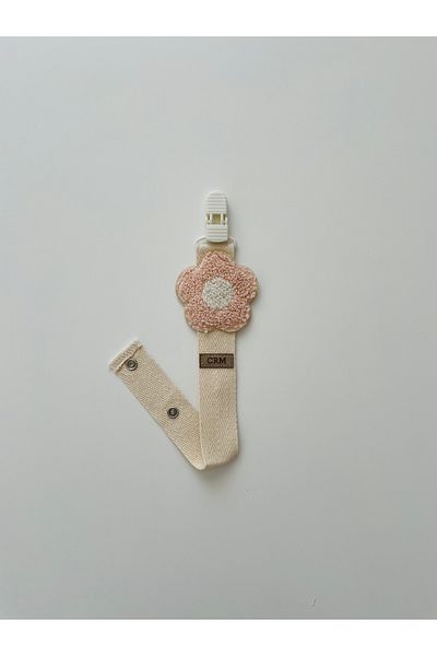 Caramell Baby Pacifier Strap FLOWER Patterned NEWBORN BABY (SALMON COLOR)