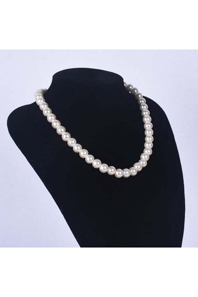 PUFO Colier scurt de damă cu perle acrilice albe, model Gravel alb