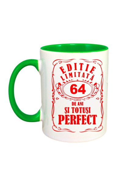 OEM Cană personalizată cu mâner verde „Ediție limitată - 64 ani”, INOVATIX®. ...