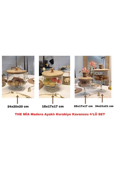 GUNES ZUCCACIYE Madera Footed Sugar Bowl Cookie Cake Chocolate Jar Set of 4