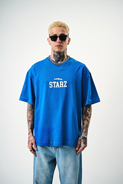Respire Чоловічий 22 Starz надрукований Oversize T-Shirt Синій