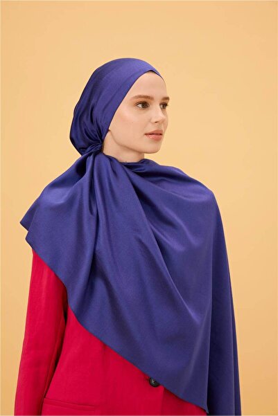 İpekhan Navy Blue Black Plain Double Sided Silk Shawl Model
