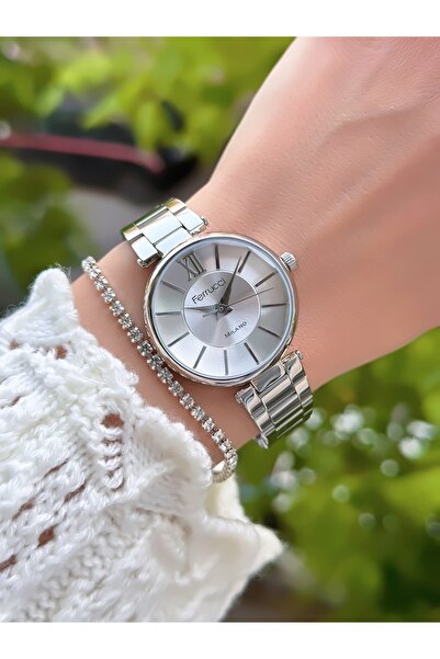 Ferrucci ÇELİK KORDON KADIN KOL SAATİ 3 ATM SU GEÇİRMEZ 2 YIL MEKANİZMA GARAN...