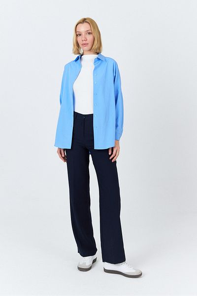 macharel jeans Navy Blue Straight Fabric Trousers
