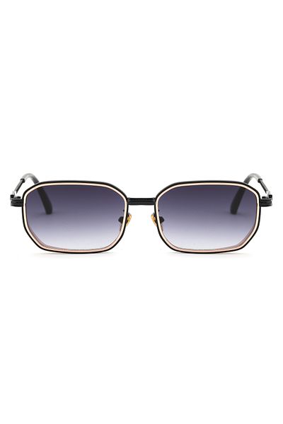Angel Eyes Rectangle Design Gold Black Frame Black Gradient Glass Women&Men Sunglasses