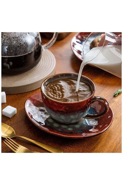 Generic كوب قهوة أنيق مع صحن مصنوع من السيراميك