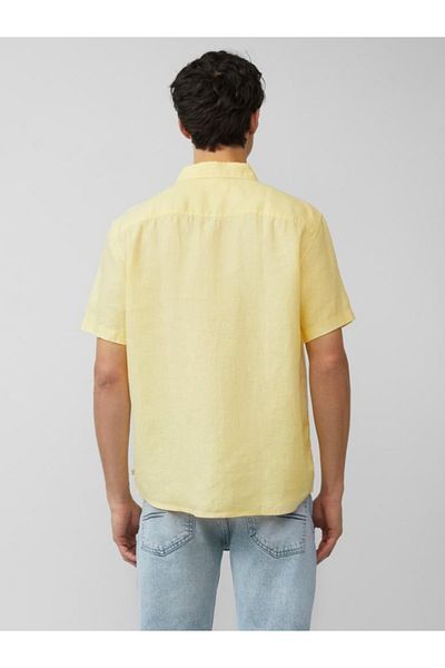 s.Oliver Men's Lightweight Short-sleeved Shirt, 100% Linen, Regular Fit, Yellow, Xl