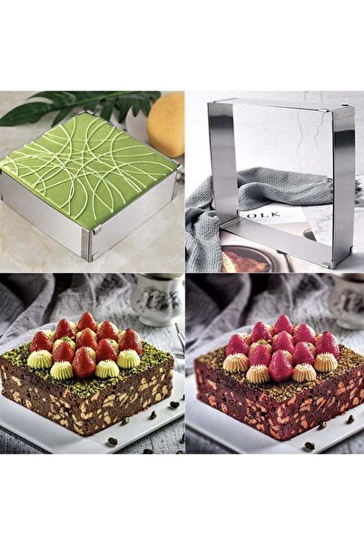 PUFO Formă metalică reglabilă pentru tort, fursecuri, argintie