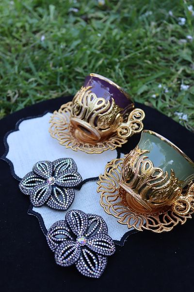 vipceyiz Etamin Embroidered Stone Presentation Napkin 2 Pieces