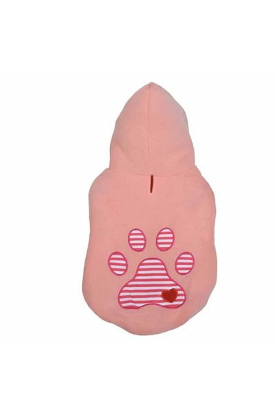 PUFO Haină cu glugă pentru câini, model Pinky Footprint, 40 cm, XL