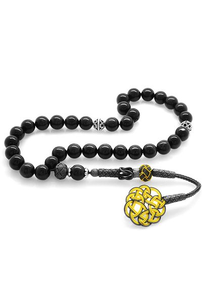 Tesbihane 1000 Carat Kazaz Tasseled Globe Cut Gray Turtle Eye Natural Stone Rosary