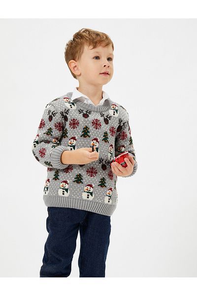 Koton Christmas Sweater Snowman Pattern Long Sleeve