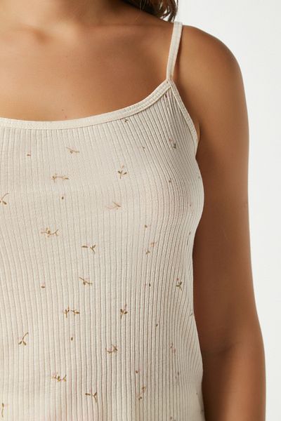 Ritnice Set de pijamale pentru femei June Strappy Butter Yellow Tiny Floral Bottom Top