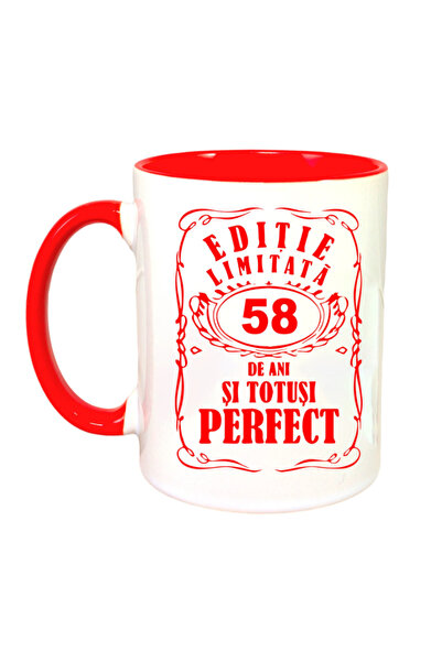 OEM Cană personalizată cu mâner roșu „Ediție limitată - 58 de ani”, INOVATIX®...