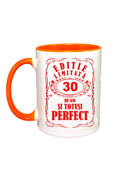 OEM Cană personalizată cu mâner portocaliu „Ediție limitată - 30 de ani”, INO...