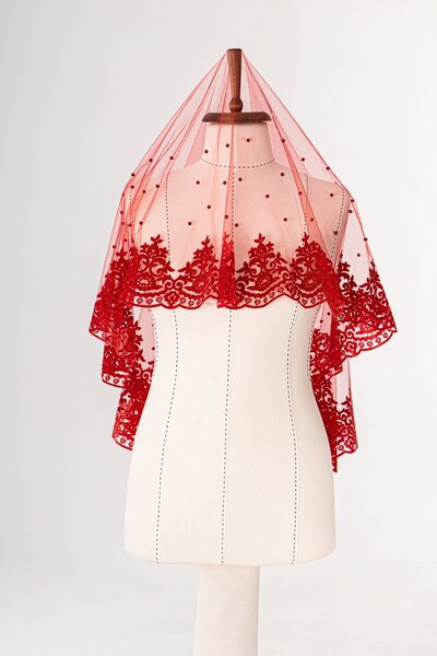 Dantelux Set voal de mireasă cu perle și sclipici (Henna Cover + Henna Glove)...