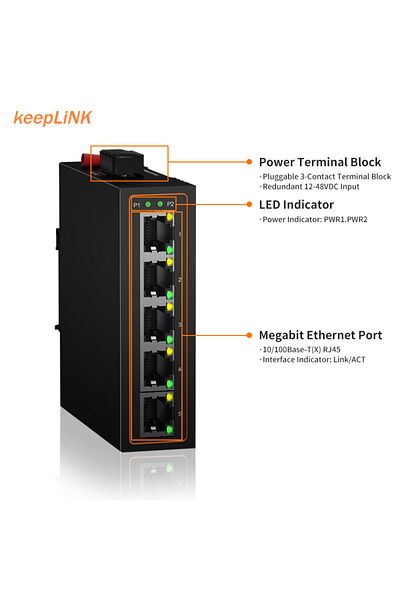 Choice 45-5TXm KeepLiNK Industrial 5-Port Megabit Ethernet Switch