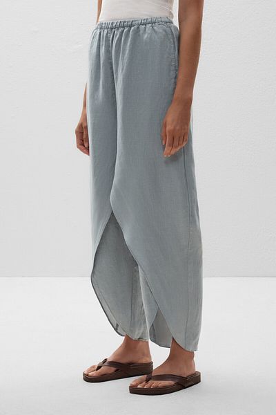 Oysho 100% linen barrel trousers with rounded slits