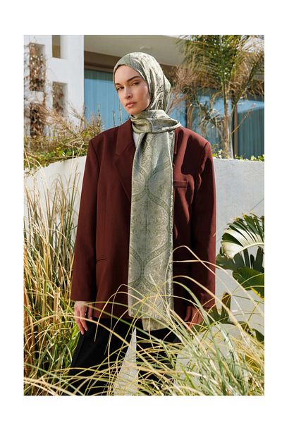 Mooncorn Σάλι Soler Pattern Shine Line Χακί-Σολομός