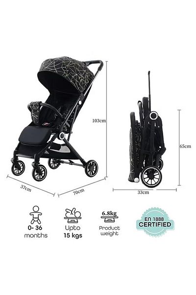 BabyCara Ultra Lightweight Compact Folding Travel Cabin Stroller For Baby With Bottle Holder Khaki