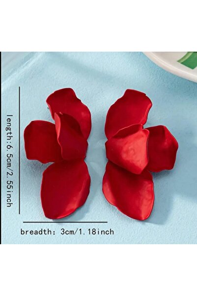 Burroe Atalier Retro Style Elegant Red 3D Flower Earrings