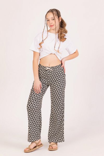 DPARİS Girl's Square Patterned Trousers