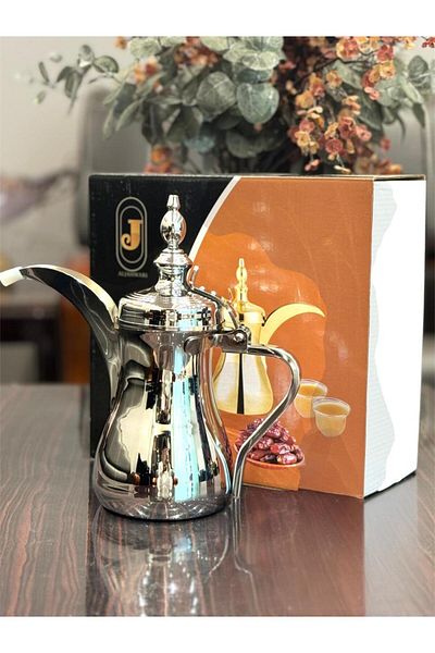aljahwari 40 oz. Single Arabic Coffee Pot, Silver