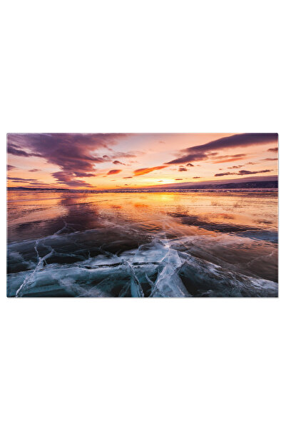 StoryGift Romania Tablou Canvas 120 X 80cm Apus De Soare Colorat Peste Lacul ...