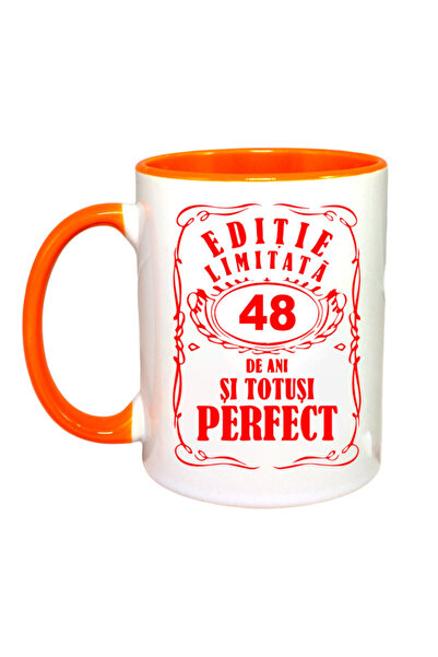 OEM Cană personalizată cu mâner portocaliu „Ediție limitată - 48 de ani”, INO...