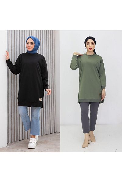 Bala Giyim 2-Piece Two-Dot Threaded Women's Hijab Tunic