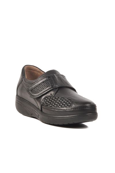 WALKWAY 42633 Z Black Genuine Leather Women's Casual Shoes