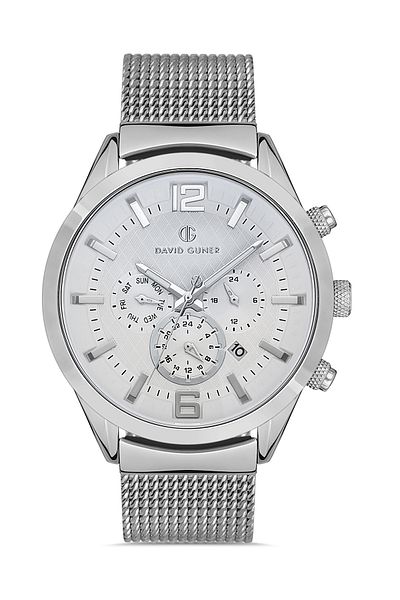 DAVID GUNER Men's Wristwatch with Silver Coated White Dial - Dg-8368Gc-A1