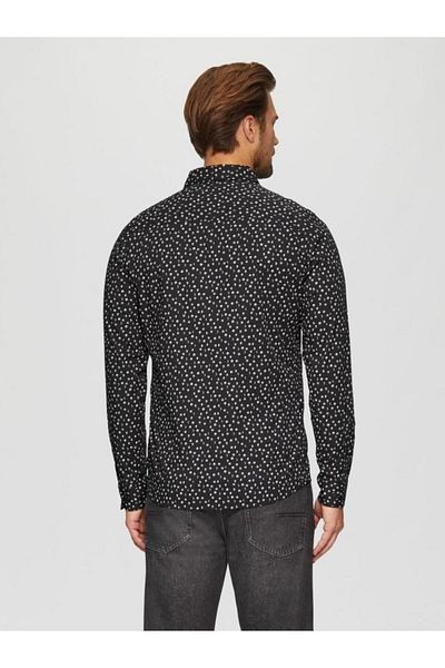 s.Oliver Men's Long-sleeved Shirt, Slim Fit Cut And Moon Phase Print, Black, 3xl