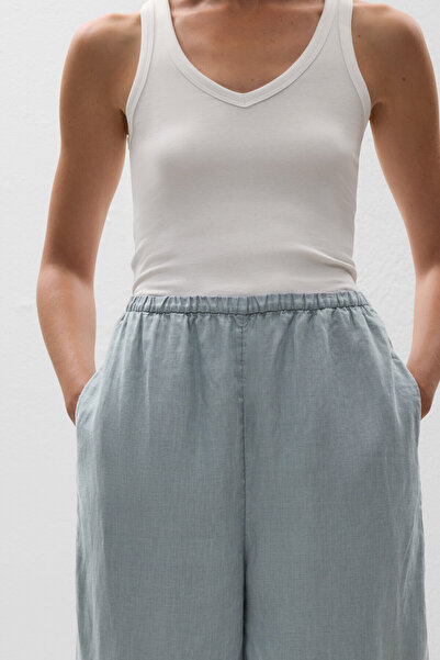 Oysho 100% linen barrel trousers with rounded slits