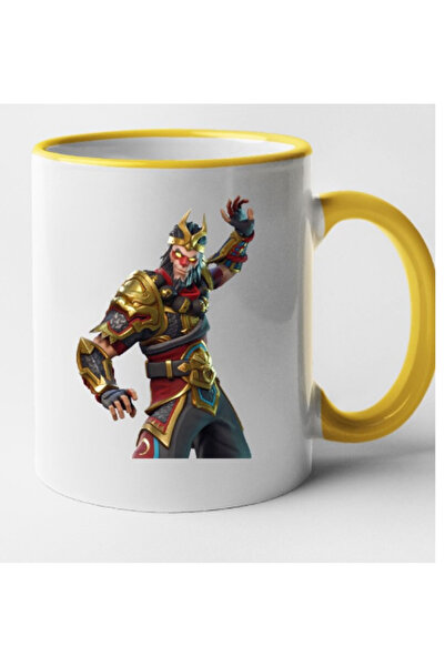 OEM Cană personalizată cu mâner galben Fortnite - Wukong, INOVATIX®. 330ml
